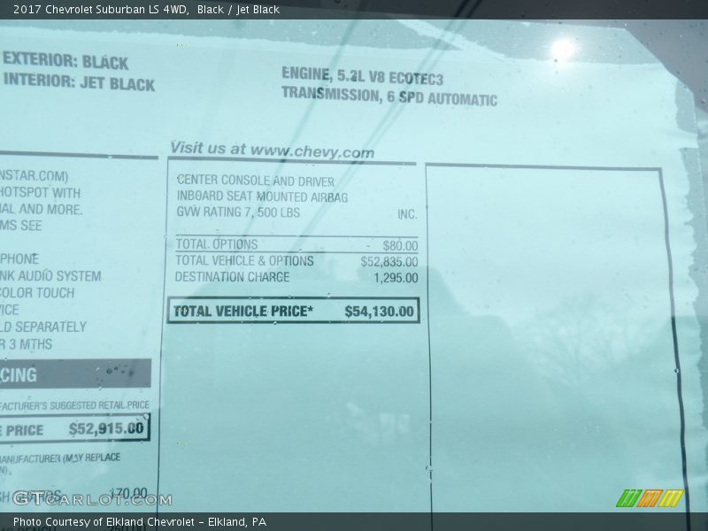 Black / Jet Black 2017 Chevrolet Suburban LS 4WD