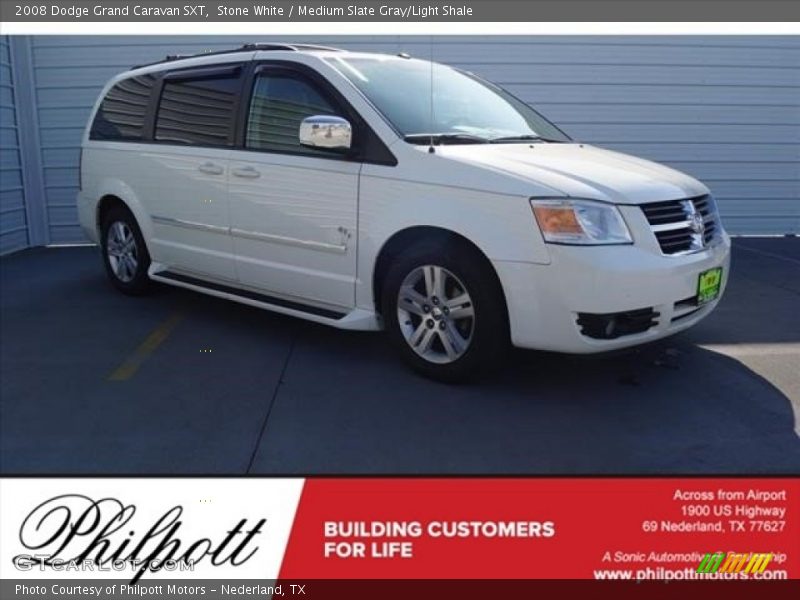 Stone White / Medium Slate Gray/Light Shale 2008 Dodge Grand Caravan SXT