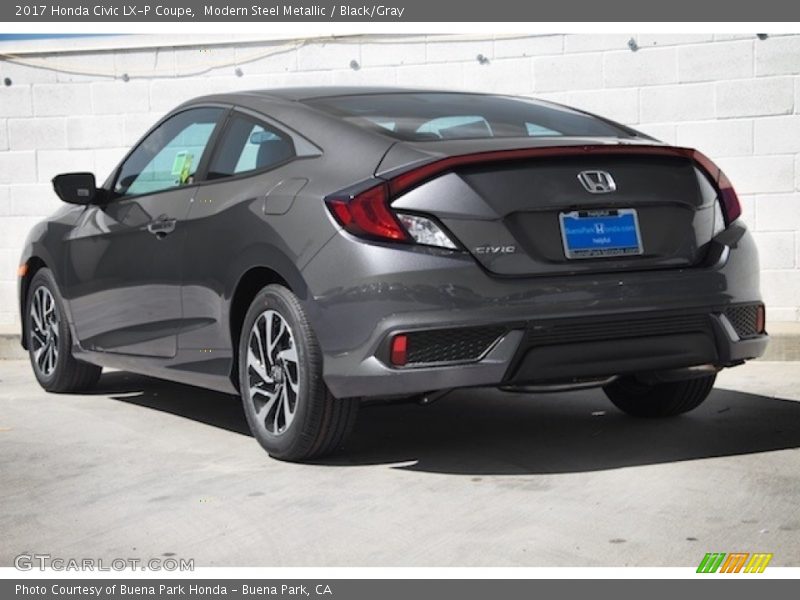 Modern Steel Metallic / Black/Gray 2017 Honda Civic LX-P Coupe