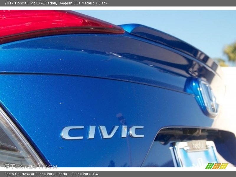 Aegean Blue Metallic / Black 2017 Honda Civic EX-L Sedan