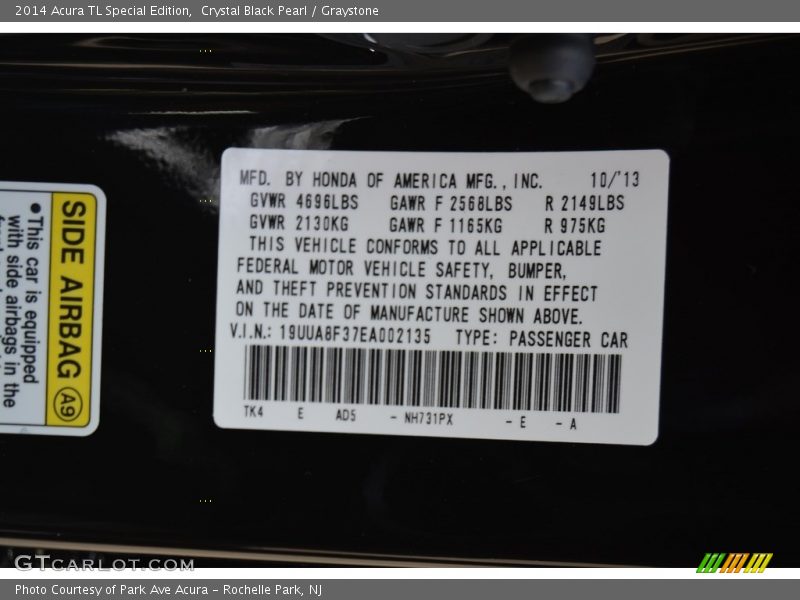 Crystal Black Pearl / Graystone 2014 Acura TL Special Edition