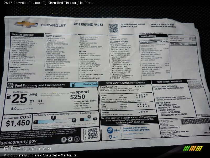 Siren Red Tintcoat / Jet Black 2017 Chevrolet Equinox LT