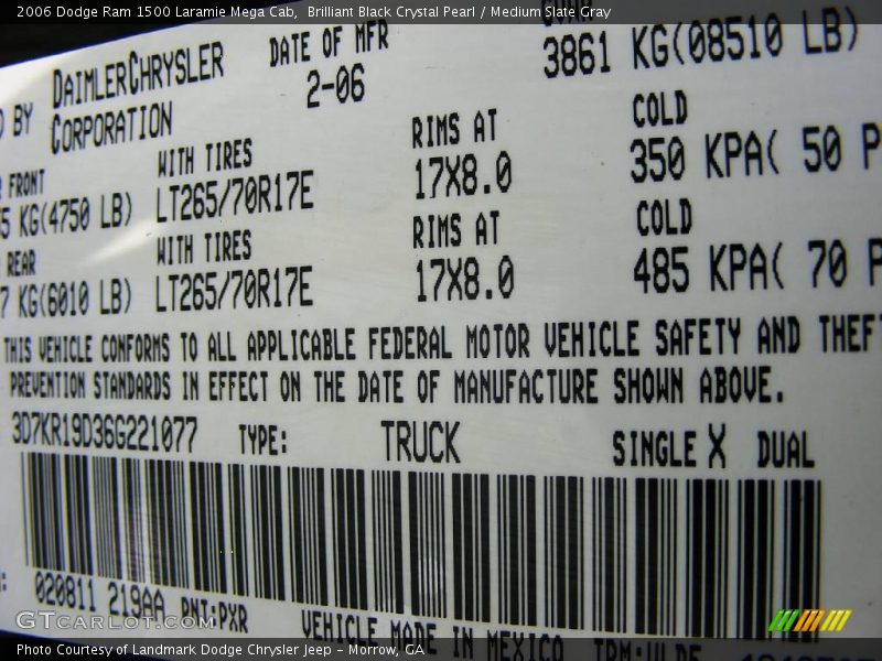 Brilliant Black Crystal Pearl / Medium Slate Gray 2006 Dodge Ram 1500 Laramie Mega Cab