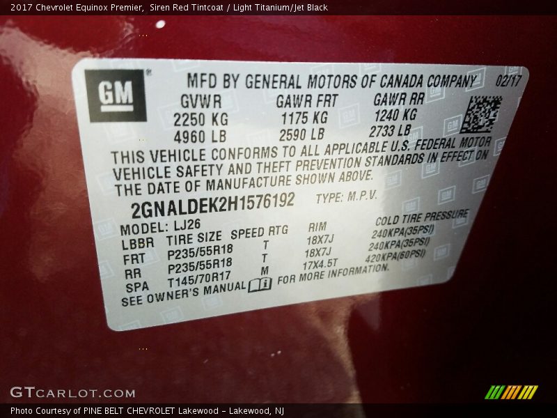 Siren Red Tintcoat / Light Titanium/Jet Black 2017 Chevrolet Equinox Premier