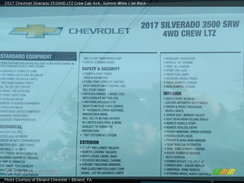 Summit White / Jet Black 2017 Chevrolet Silverado 3500HD LTZ Crew Cab 4x4