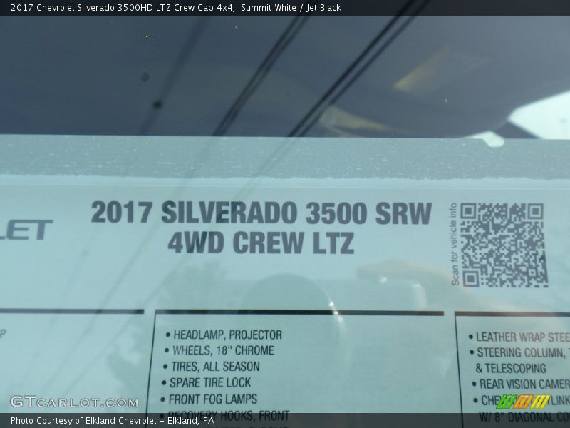 Summit White / Jet Black 2017 Chevrolet Silverado 3500HD LTZ Crew Cab 4x4