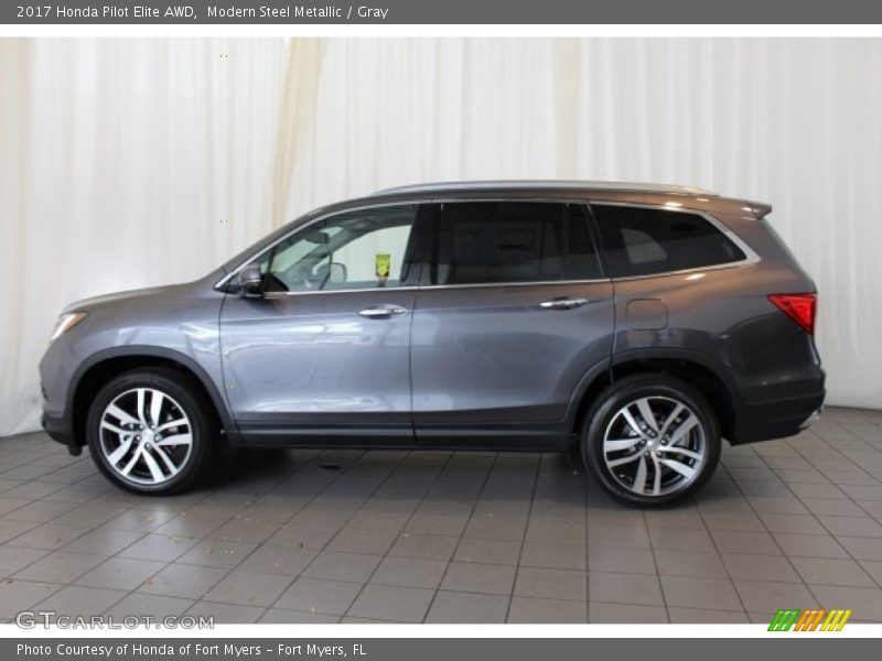 Modern Steel Metallic / Gray 2017 Honda Pilot Elite AWD