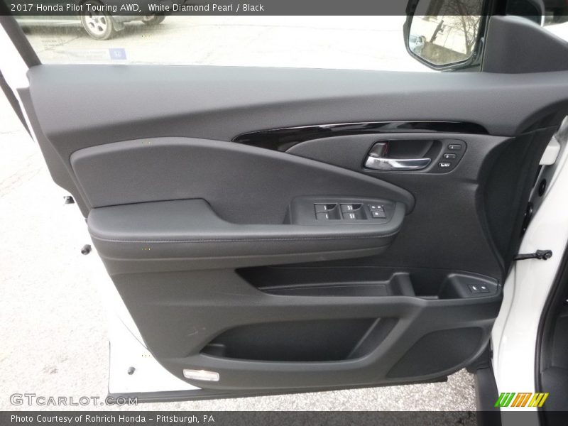 White Diamond Pearl / Black 2017 Honda Pilot Touring AWD