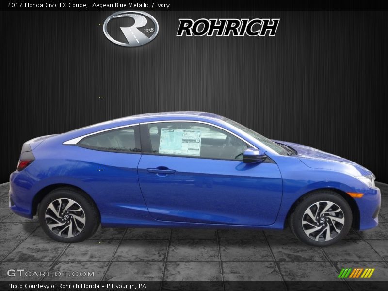 Aegean Blue Metallic / Ivory 2017 Honda Civic LX Coupe