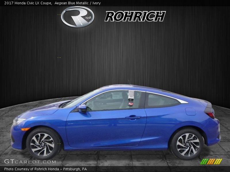 Aegean Blue Metallic / Ivory 2017 Honda Civic LX Coupe