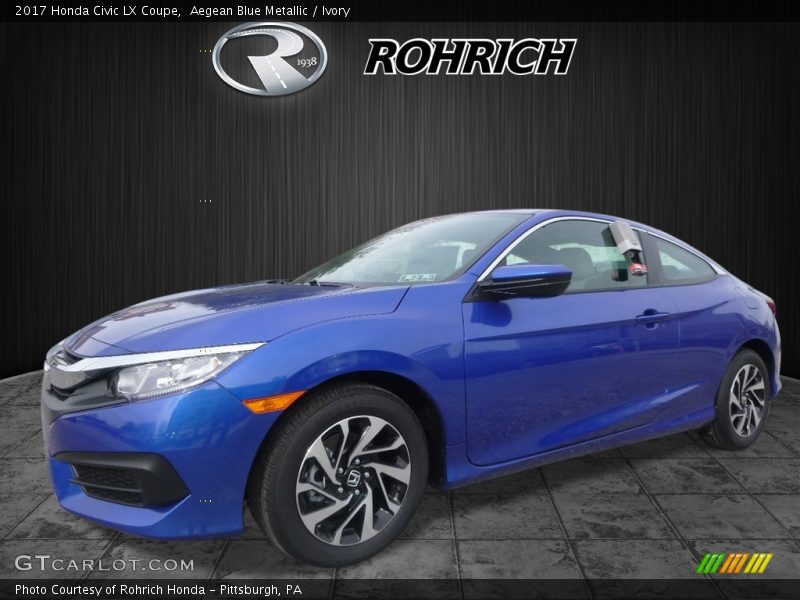Aegean Blue Metallic / Ivory 2017 Honda Civic LX Coupe