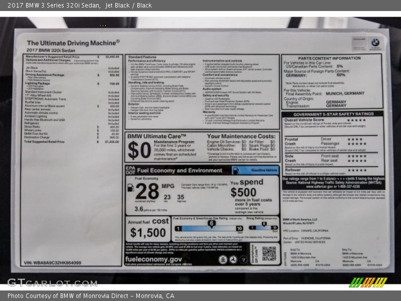 Jet Black / Black 2017 BMW 3 Series 320i Sedan
