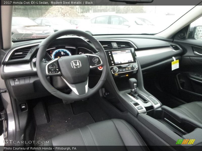 Modern Steel Metallic / Black 2017 Honda Civic EX-L Sedan