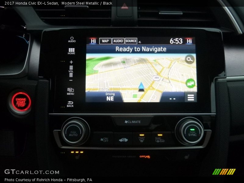 Modern Steel Metallic / Black 2017 Honda Civic EX-L Sedan