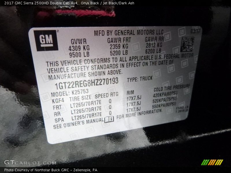 Onyx Black / Jet Black/Dark Ash 2017 GMC Sierra 2500HD Double Cab 4x4