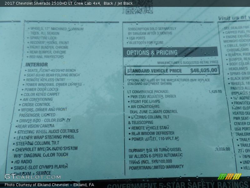 Black / Jet Black 2017 Chevrolet Silverado 2500HD LT Crew Cab 4x4