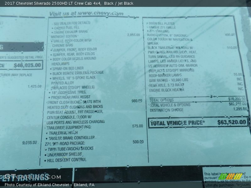 Black / Jet Black 2017 Chevrolet Silverado 2500HD LT Crew Cab 4x4