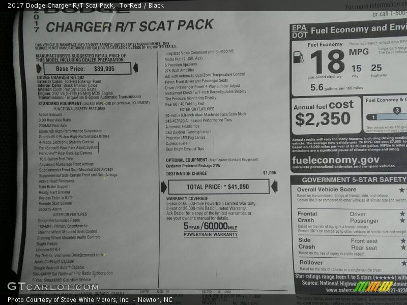 TorRed / Black 2017 Dodge Charger R/T Scat Pack