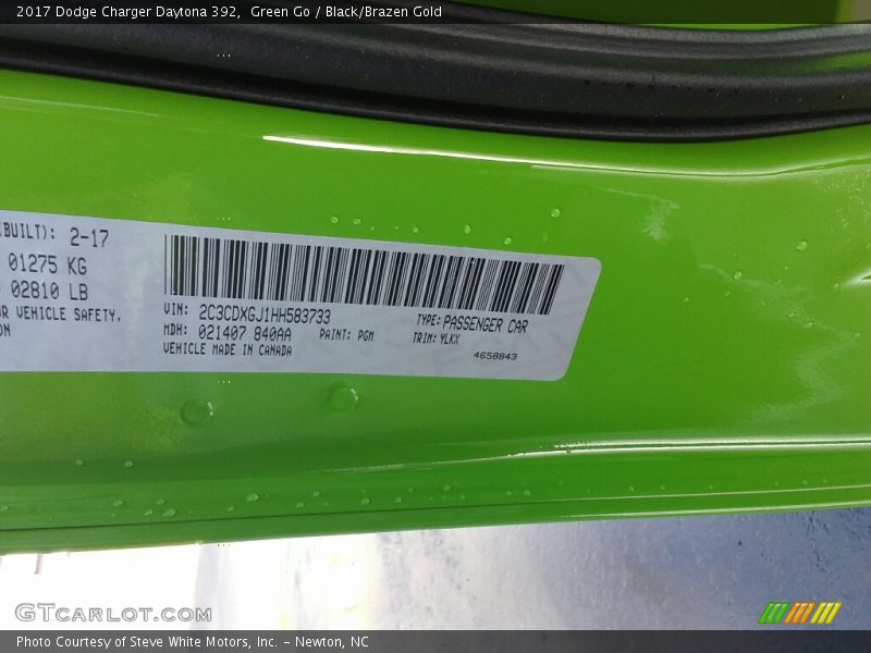 Green Go / Black/Brazen Gold 2017 Dodge Charger Daytona 392