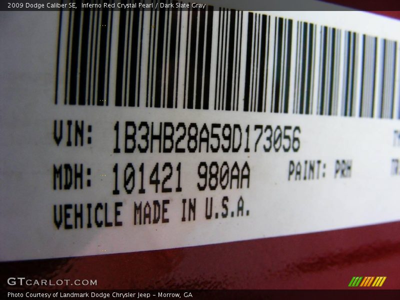 Inferno Red Crystal Pearl / Dark Slate Gray 2009 Dodge Caliber SE