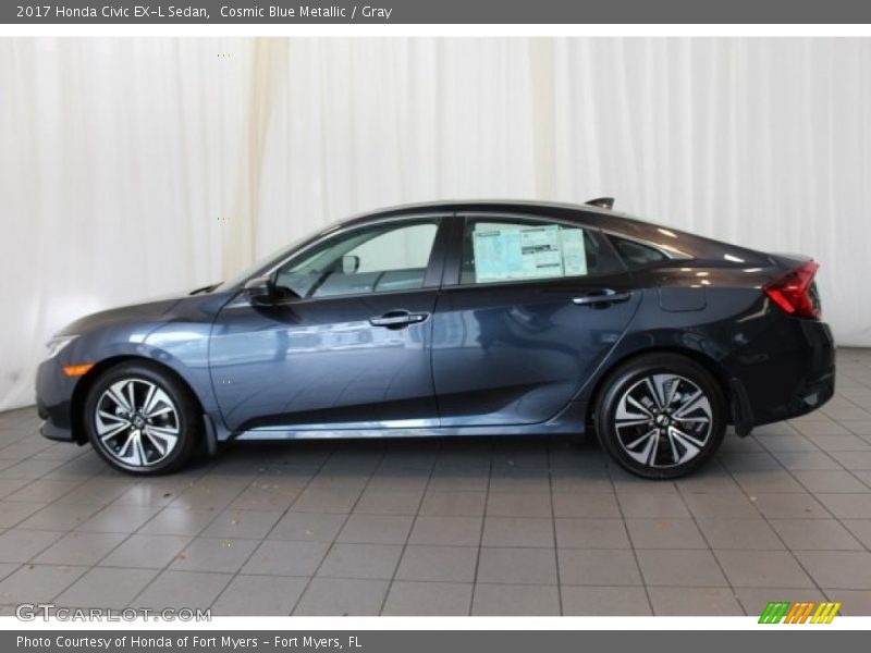 Cosmic Blue Metallic / Gray 2017 Honda Civic EX-L Sedan