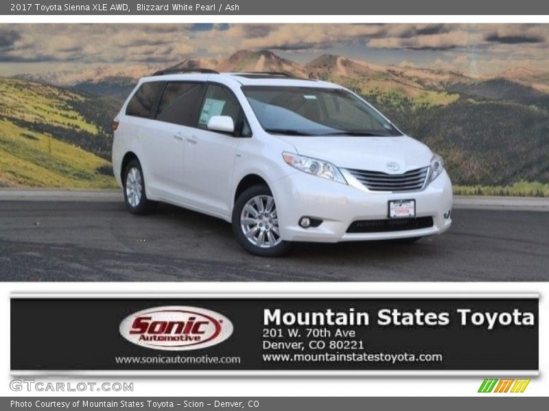 Blizzard White Pearl / Ash 2017 Toyota Sienna XLE AWD