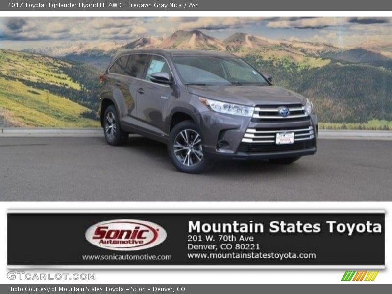 Predawn Gray Mica / Ash 2017 Toyota Highlander Hybrid LE AWD
