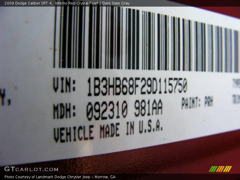 Inferno Red Crystal Pearl / Dark Slate Gray 2009 Dodge Caliber SRT 4