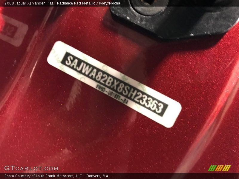 Radiance Red Metallic / Ivory/Mocha 2008 Jaguar XJ Vanden Plas