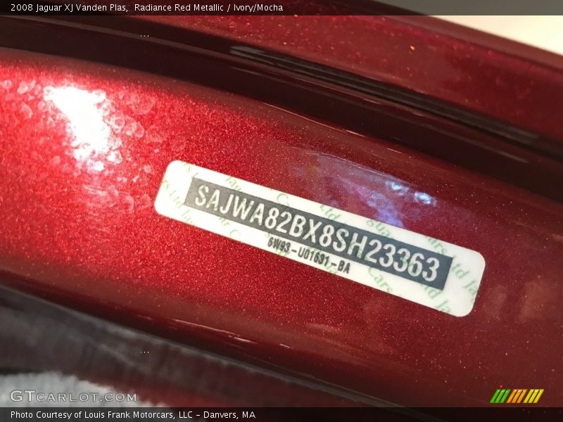 Radiance Red Metallic / Ivory/Mocha 2008 Jaguar XJ Vanden Plas