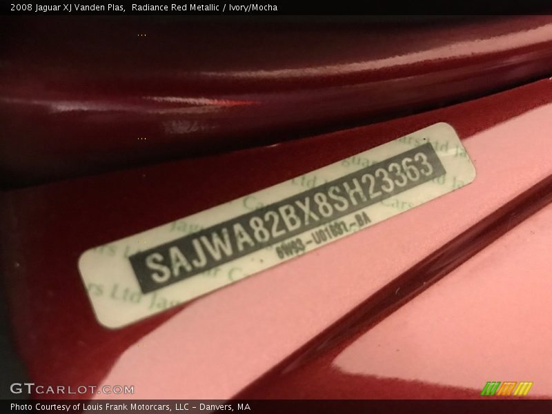 Radiance Red Metallic / Ivory/Mocha 2008 Jaguar XJ Vanden Plas
