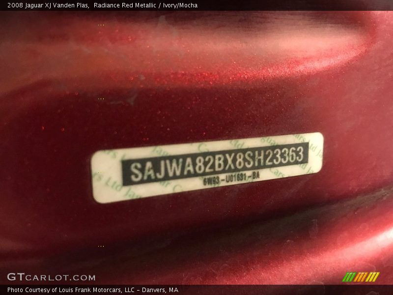 Radiance Red Metallic / Ivory/Mocha 2008 Jaguar XJ Vanden Plas