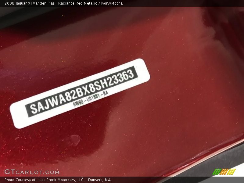 Radiance Red Metallic / Ivory/Mocha 2008 Jaguar XJ Vanden Plas