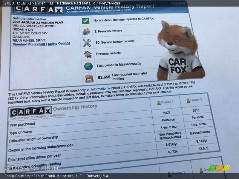 Radiance Red Metallic / Ivory/Mocha 2008 Jaguar XJ Vanden Plas