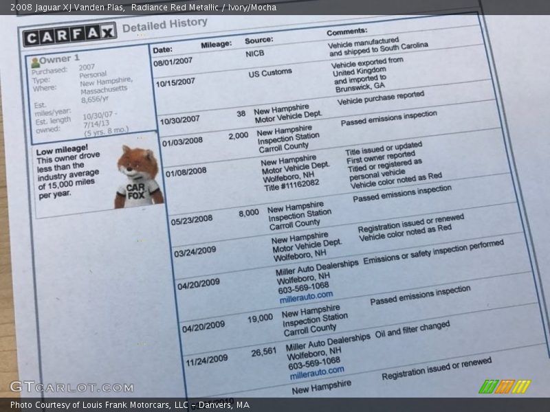 Radiance Red Metallic / Ivory/Mocha 2008 Jaguar XJ Vanden Plas