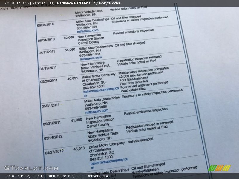 Radiance Red Metallic / Ivory/Mocha 2008 Jaguar XJ Vanden Plas