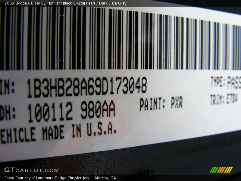 Brilliant Black Crystal Pearl / Dark Slate Gray 2009 Dodge Caliber SE
