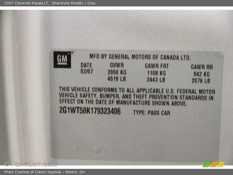 Silverstone Metallic / Gray 2007 Chevrolet Impala LT