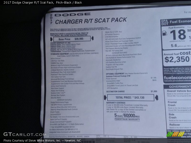 Pitch-Black / Black 2017 Dodge Charger R/T Scat Pack