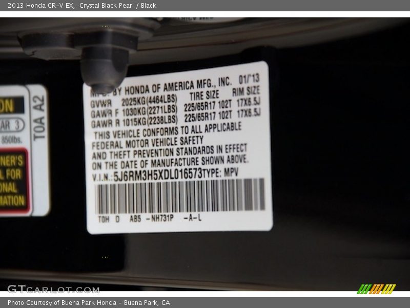 Crystal Black Pearl / Black 2013 Honda CR-V EX