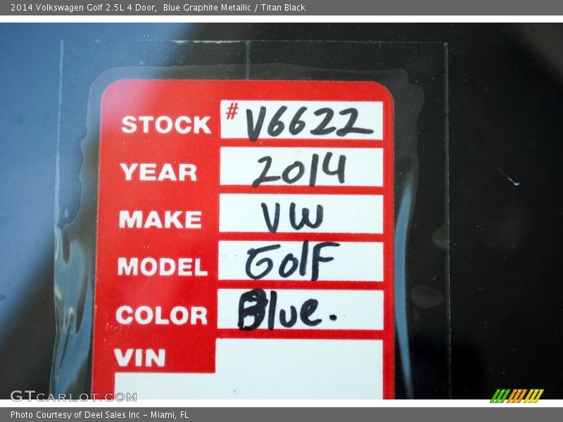Blue Graphite Metallic / Titan Black 2014 Volkswagen Golf 2.5L 4 Door