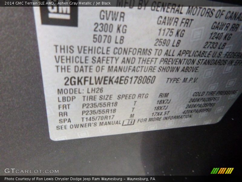 Ashen Gray Metallic / Jet Black 2014 GMC Terrain SLE AWD