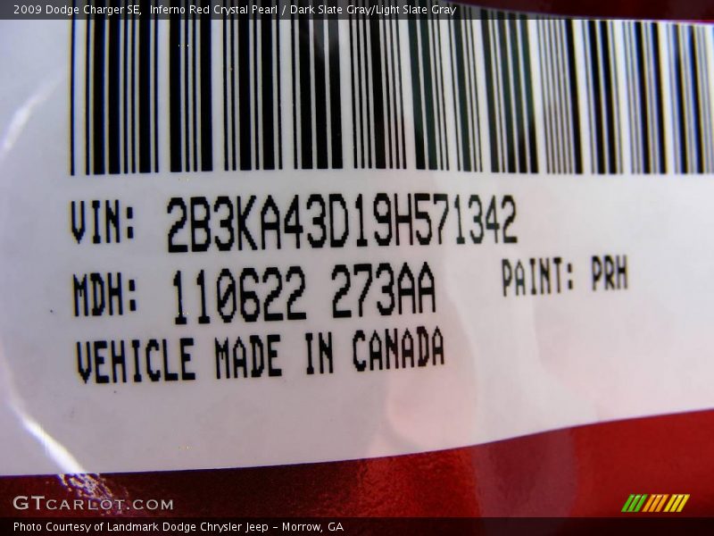 Inferno Red Crystal Pearl / Dark Slate Gray/Light Slate Gray 2009 Dodge Charger SE
