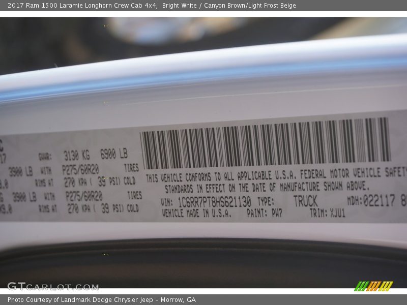 Bright White / Canyon Brown/Light Frost Beige 2017 Ram 1500 Laramie Longhorn Crew Cab 4x4