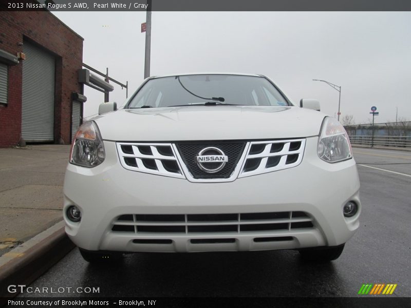 Pearl White / Gray 2013 Nissan Rogue S AWD