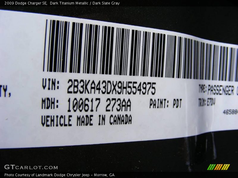 Dark Titanium Metallic / Dark Slate Gray 2009 Dodge Charger SE