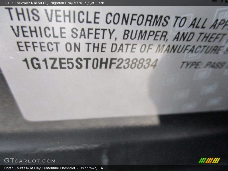 Nightfall Gray Metallic / Jet Black 2017 Chevrolet Malibu LT