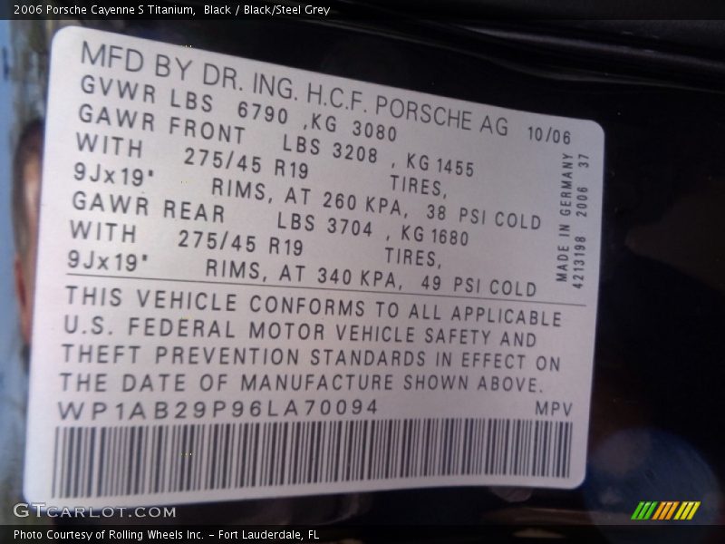 Black / Black/Steel Grey 2006 Porsche Cayenne S Titanium