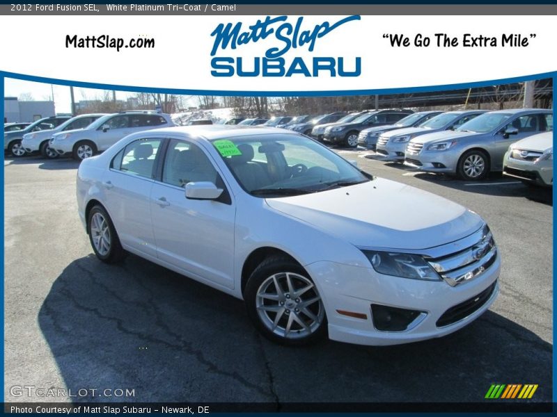 White Platinum Tri-Coat / Camel 2012 Ford Fusion SEL
