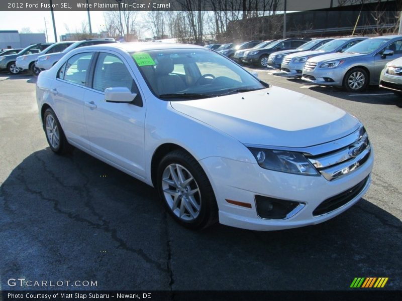 White Platinum Tri-Coat / Camel 2012 Ford Fusion SEL